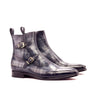 DapperFam Octavian in Grey Men's Hand-Painted Patina Buckle Boot in Grey #color_ Grey