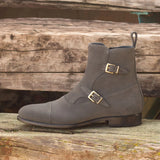 DapperFam Octavian in Grey Men's Lux Suede Buckle Boot in #color_