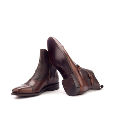 DapperFam Octavian in Med Brown / Dark Brown Men's Italian Leather Buckle Boot in #color_