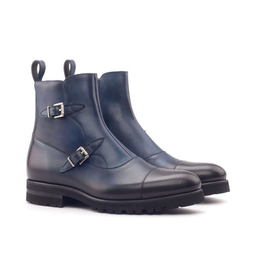 DapperFam Octavian in Navy Men's Italian Leather Buckle Boot in Navy #color_ Navy