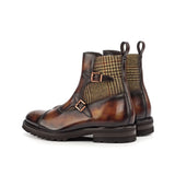 DapperFam Octavian in Tweed / Fire Men's Sartorial & Hand-Painted Patina Buckle Boot in #color_