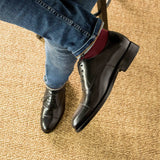 DapperFam Rafael in Black Men's Italian Leather Oxford in #color_