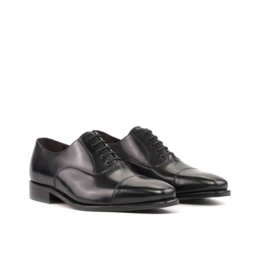 DapperFam Rafael in Black Men's Italian Leather Oxford in Black #color_ Black