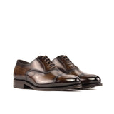 DapperFam Rafael in Brown Men's Hand-Painted Patina Oxford in Brown #color_ Brown