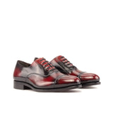 DapperFam Rafael in Burgundy Men's Hand-Painted Patina Oxford in Burgundy #color_ Burgundy