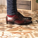 DapperFam Rafael in Burgundy Men's Italian Leather Oxford in #color_