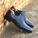 DapperFam Rafael in Cobalt Blue Men's Italian Patent Leather Oxford in #color_