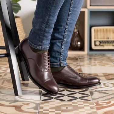 DapperFam Rafael in Dark Brown Men's Italian Leather Oxford in #color_