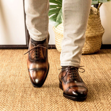 DapperFam Rafael in Fire Men's Hand-Painted Patina Oxford in #color_