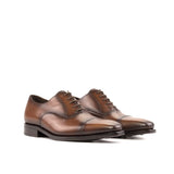 DapperFam Rafael in Med Brown Men's Italian Leather Oxford in Med Brown #color_ Med Brown