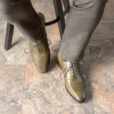 DapperFam Rafael in Olive Men's Italian Leather Oxford in #color_