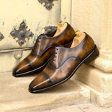 DapperFam Rafael in Tobacco Men's Hand-Painted Patina Oxford in #color_