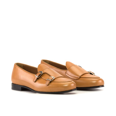 DapperFam Rialto in Cognac Men's Italian Leather & Full Grain Leather Monk Slipper in Cognac #color_ Cognac