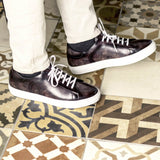 DapperFam Rivale in Aubergine Men's Hand-Painted Patina Trainer in #color_