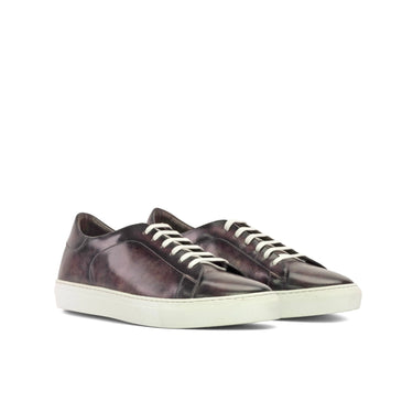 DapperFam Rivale in Aubergine Men's Hand-Painted Patina Trainer in Aubergine D - Standard Width #color_ Aubergine D - Standard Width