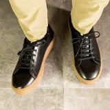 DapperFam Rivale in Black Men's Italian Leather Trainer in #color_