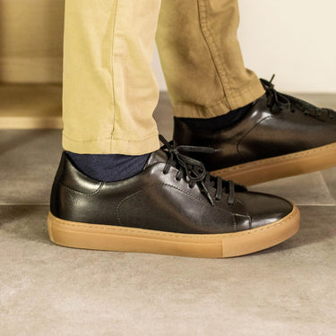 DapperFam Rivale in Black Men's Italian Leather Trainer in #color_