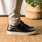 DapperFam Rivale in Black Men's Italian Leather Trainer in #color_