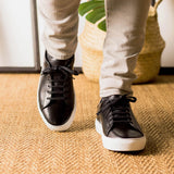 DapperFam Rivale in Black Men's Italian Leather Trainer in #color_