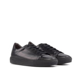 DapperFam Rivale in Black Men's Italian Leather Trainer in Black #color_ Black