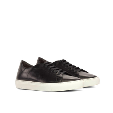 DapperFam Rivale in Black Men's Italian Leather Trainer in Black #color_ Black