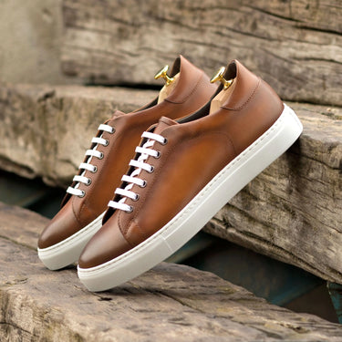 DapperFam Rivale in Brown Men's Italian Leather Trainer in #color_