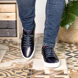 DapperFam Rivale in Dark Blue Men's Italian Leather Trainer in #color_