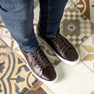 DapperFam Rivale in Dark Brown Men's Italian Leather Trainer in #color_