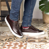 DapperFam Rivale in Dark Brown Men's Italian Leather Trainer in #color_