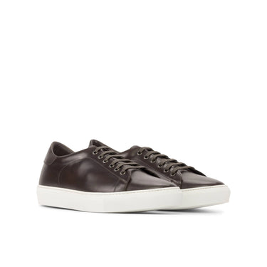 DapperFam Rivale in Dark Brown Men's Italian Leather Trainer in Dark Brown #color_ Dark Brown