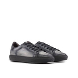 DapperFam Rivale in Grey Men's Hand-Painted Patina Trainer in Grey D - Standard Width #color_ Grey D - Standard Width