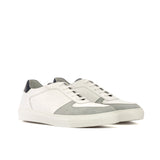 DapperFam Rivale in Light Grey Men's Italian Suede Trainer in White / Light Grey #color_ White / Light Grey