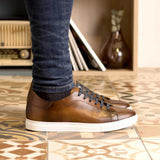 DapperFam Rivale in Med Brown Men's Italian Leather Trainer in #color_