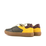 DapperFam Rivale in Olive / Honey / Wine Men's Italian Leather Trainer in #color_