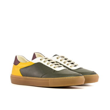 DapperFam Rivale in Olive / Honey / Wine Men's Italian Leather Trainer in Olive / Honey / Wine #color_ Olive / Honey / Wine