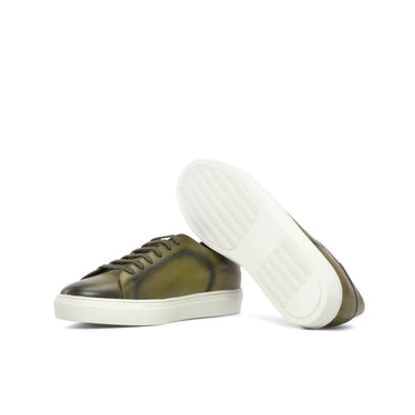 DapperFam Rivale in Olive Men's Italian Leather Trainer in #color_