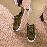 DapperFam Rivale in Olive Men's Italian Leather Trainer in #color_