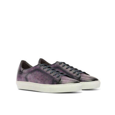 DapperFam Rivale in Purple Men's Hand-Painted Patina Trainer in Purple D - Standard Width #color_ Purple D - Standard Width