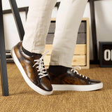 DapperFam Rivale in Tobacco Men's Hand-Painted Patina Trainer in #color_