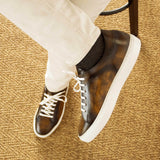 DapperFam Rivale in Tobacco Men's Hand-Painted Patina Trainer in #color_