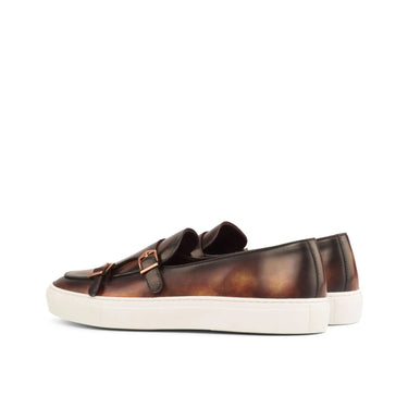 DapperFam Riviera in Brown Men's Italian Leather Monk Sneaker in #color_