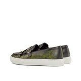 DapperFam Riviera in Khaki Men's Italian Leather Monk Sneaker in #color_