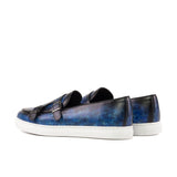 DapperFam Riviera in Navy Men's Hand-Painted Italian Leather Monk Sneaker in #color_