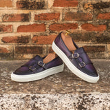 DapperFam Riviera in Purple Men's Hand-Painted Italian Leather Monk Sneaker in #color_