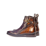 DapperFam Rohan in Aubergine / Tobacco Men's Hand-Painted Patina Jodhpur Boot in #color_