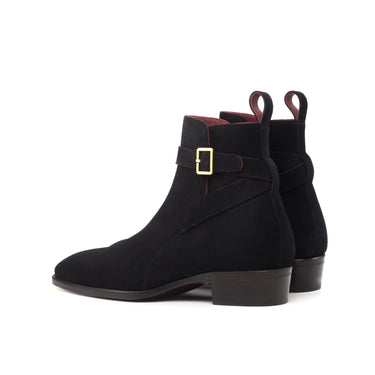 DapperFam Rohan in Black Men's Lux Suede Jodhpur Boot in #color_