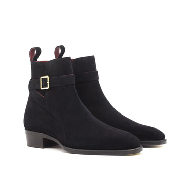 DapperFam Rohan in Black Men's Lux Suede Jodhpur Boot in Black #color_ Black