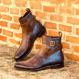 DapperFam Rohan in Brown / Denim Men's Hand-Painted Patina Jodhpur Boot in #color_