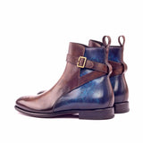 DapperFam Rohan in Brown / Denim Men's Hand-Painted Patina Jodhpur Boot in #color_