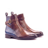 DapperFam Rohan in Brown / Denim Men's Hand-Painted Patina Jodhpur Boot in Brown / Denim #color_ Brown / Denim